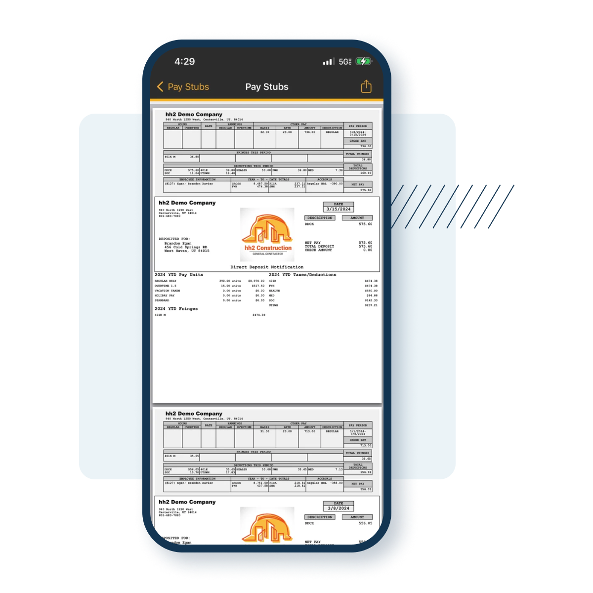 Construction Pay Stubs Instant Access & CloudBased HR hh2